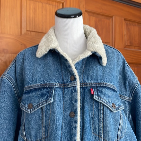 Levi Strauss Denim Sugar Skull Floral Dia de Los Muertos Sherpa Lined Jacket - Picture 3 of 13